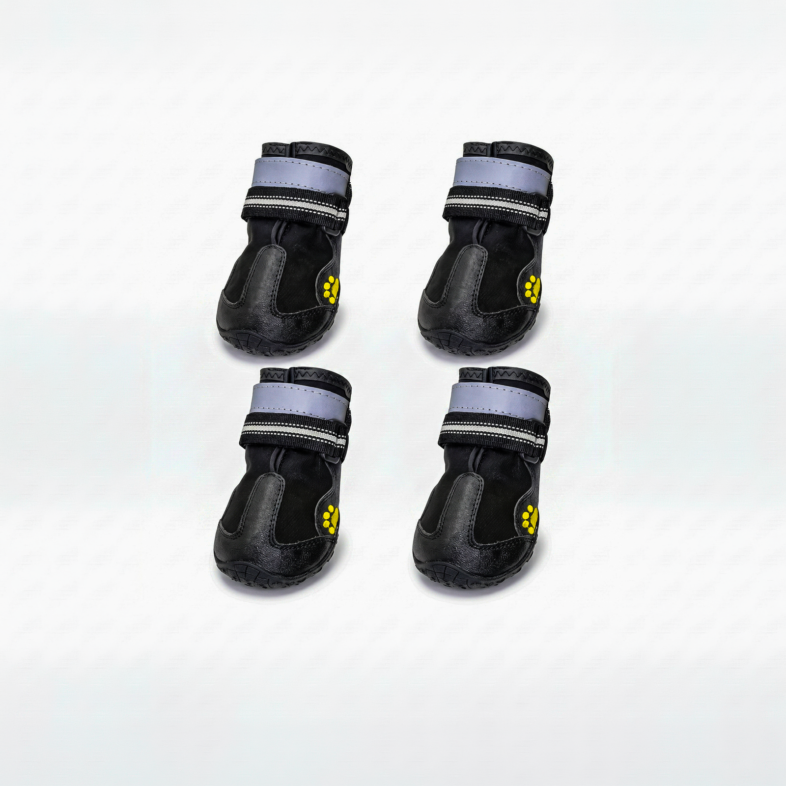 Lot de quatre bottines de protection imperméables pour chien avec bandes réfléchissantes, pour protéger les coussinets.